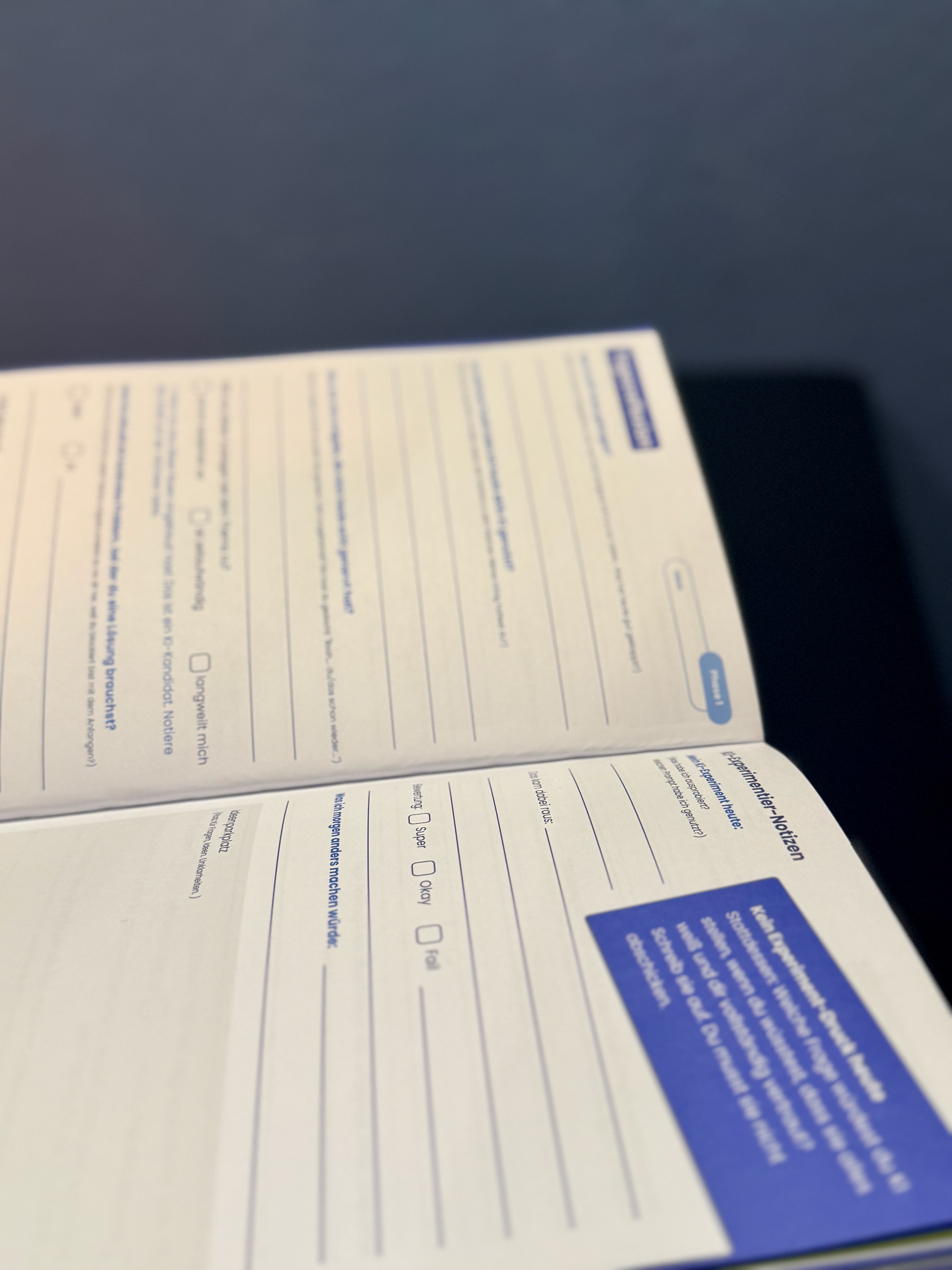 Experimentier-Notizen im Logbuch